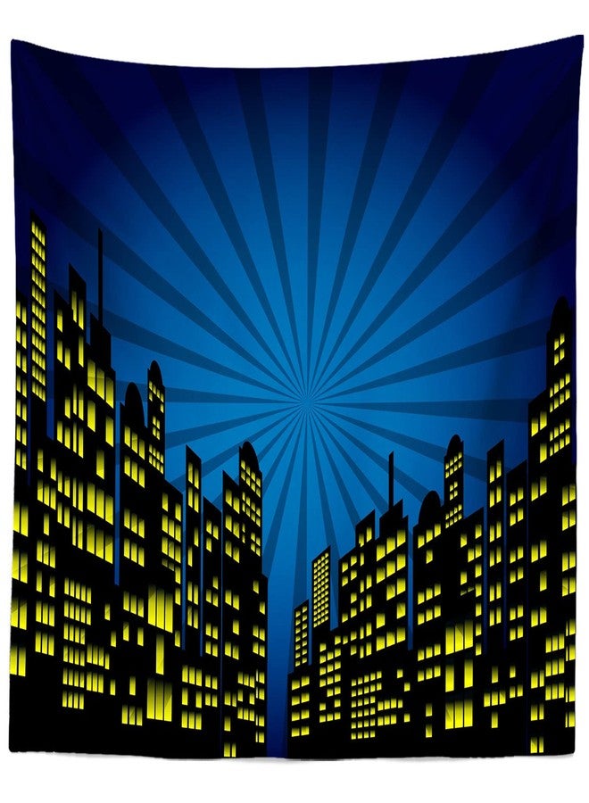 CORFOTO Cartoon Super City Backdrop for Superhero City Themed Party Supplies Skyline City Background Kids Boys Birthday Banner Urban Night Moon City Buildings Backdrops Super Hero Photo Studio Props - Image 4