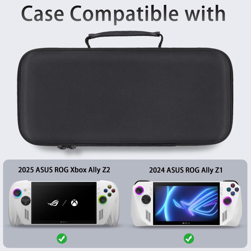 co2CREA Hard Carrying Case for ASUS ROG Xbox Ally / ROG Xbox Ally X 7" 2025 Gaming Handheld Console, EVA Protective Storage Bag, Mesh Pocket & Carry Handle (Black Case) - Image 2