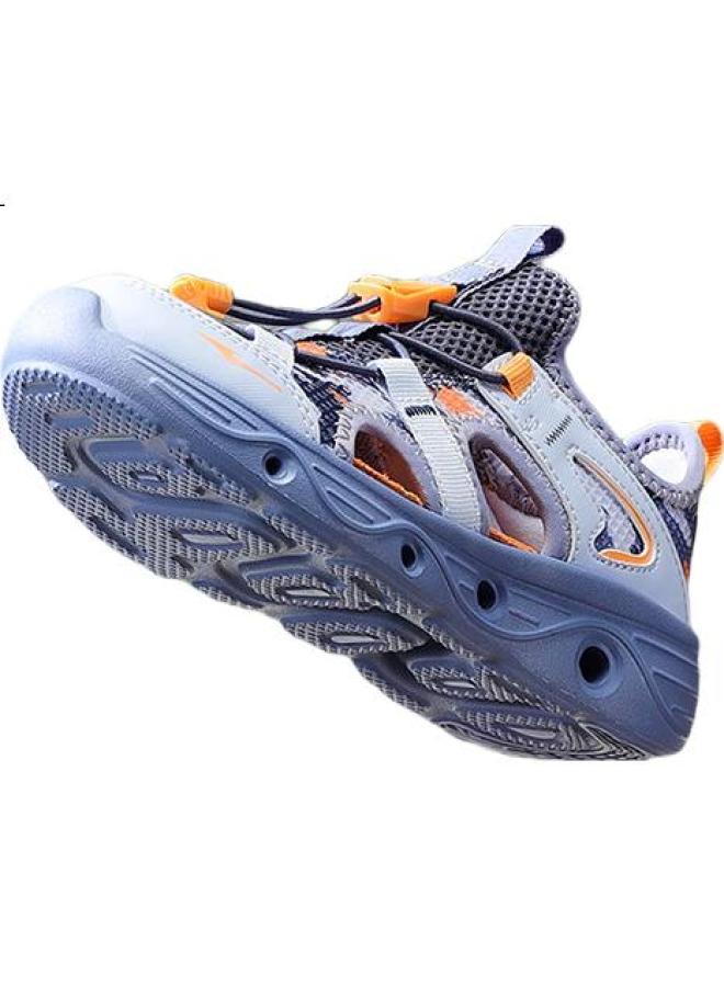 Erke Kids Uni Casual Shoes Children's Drawstring Beach Sandals Net Sky Blue/ink Blue Size 32 - Image 2
