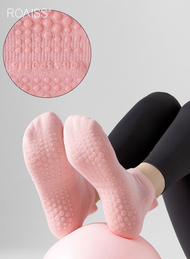 roaiss 4 Pairs Non-Slip Pilates Socks for Women, Silicon Botton Design with High-Quality Cotton, Breathable and Deodorant, Suitable for Ballet, Barefoot Fitness Sports - Image 5