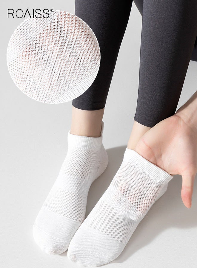 roaiss 4 Pairs Non-Slip Pilates Socks for Women, Silicon Botton Design with High-Quality Cotton, Breathable and Deodorant, Suitable for Ballet, Barefoot Fitness Sports - Image 4