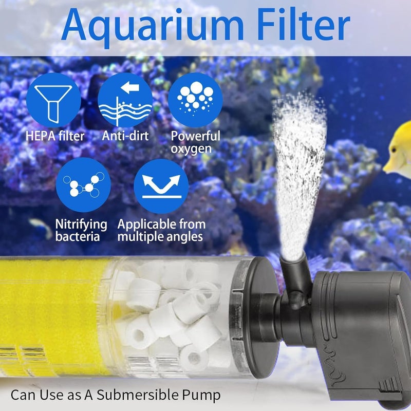 Meridian 3-in-1 Submersible Aquarium Filter Pump, 800 L/H Silent Internal Water Pump for Fish Tank, 10W - CT - Image 3