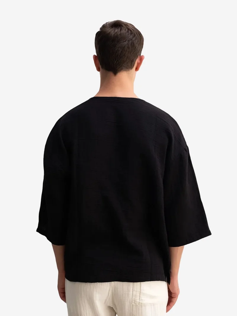 Giesto Black GIESTO Oversized Crew Neck Cotton T-Shirt for Men | Best Price UAE