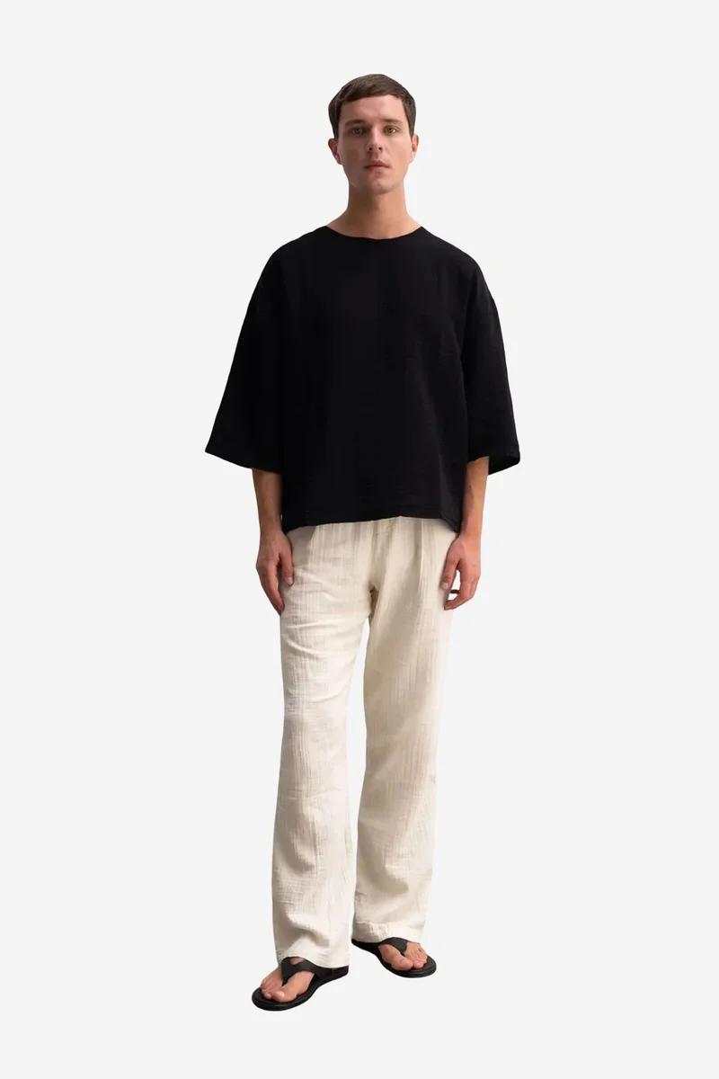 Giesto Black GIESTO Oversized Crew Neck Cotton T-Shirt for Men | Best Price UAE