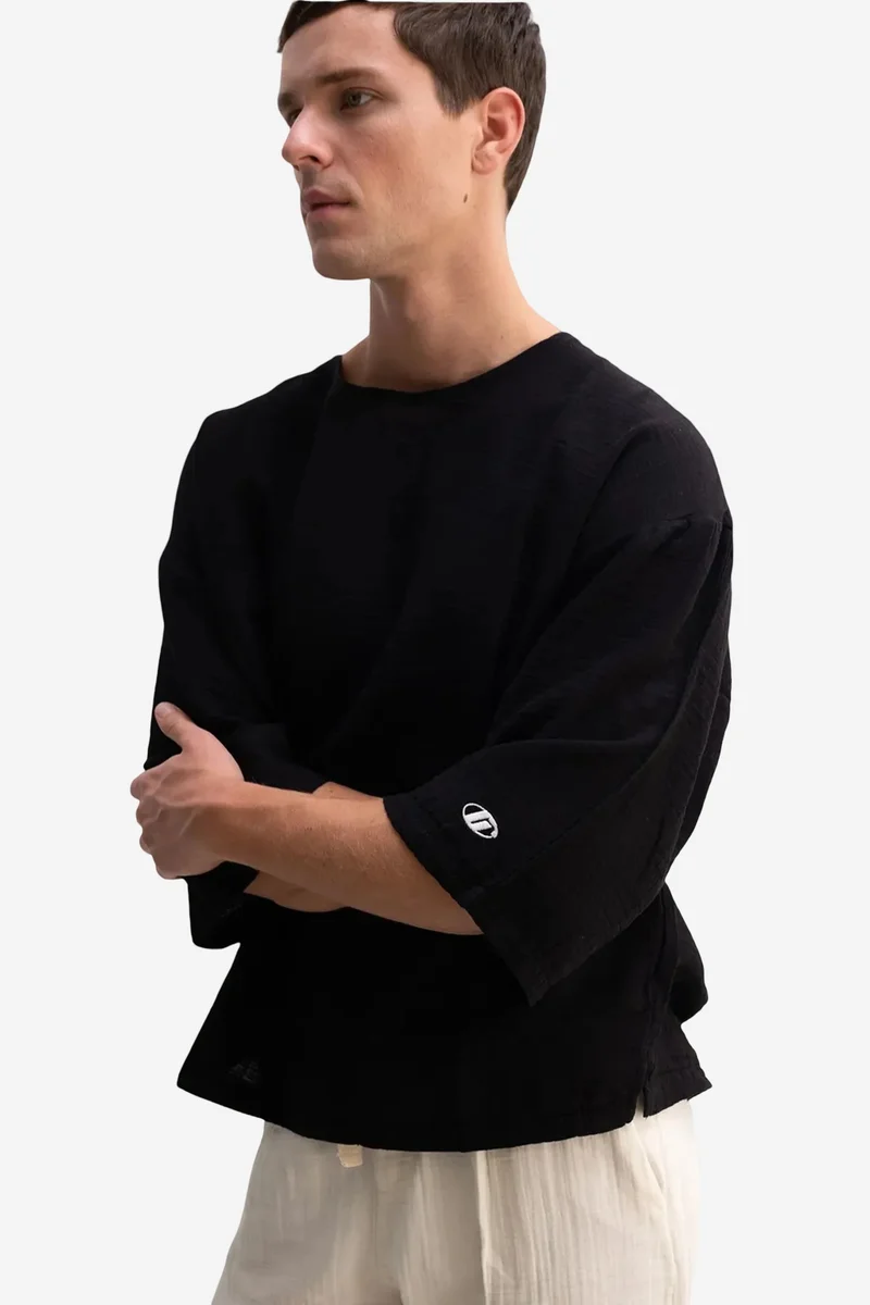 Giesto Black GIESTO Oversized Crew Neck Cotton T-Shirt for Men | Best Price UAE