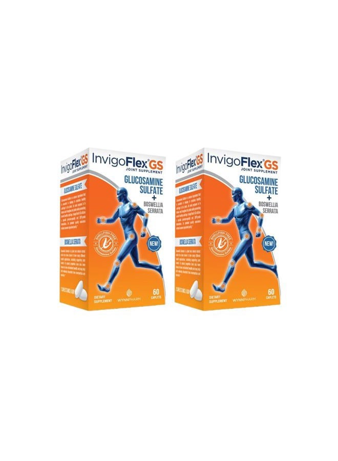 InvigoFlex Glucosamine Sulfate (Shellfish Free, Sodium Free & Vegetarian Safe) Non GMO, Gluten Free - with Boswellia Serrata - Premium Joint Pain Relief Supplement ® GS - 2 Pack - Image 1