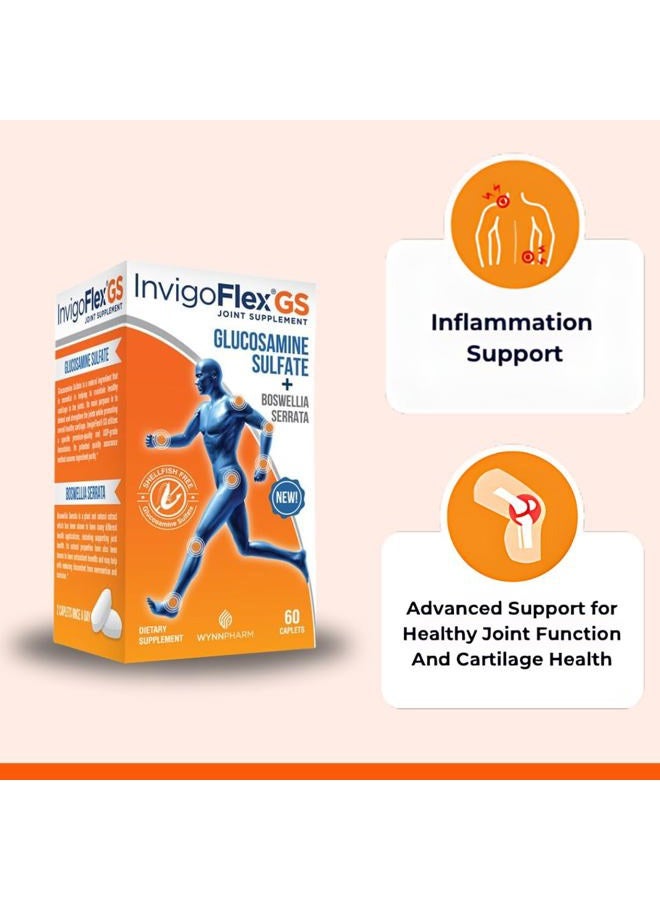 InvigoFlex Glucosamine Sulfate (Shellfish Free, Sodium Free & Vegetarian Safe) Non GMO, Gluten Free - with Boswellia Serrata - Premium Joint Pain Relief Supplement ® GS - 2 Pack - Image 2