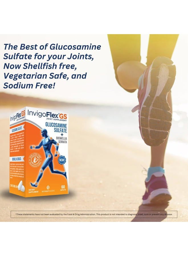 InvigoFlex Glucosamine Sulfate (Shellfish Free, Sodium Free & Vegetarian Safe) Non GMO, Gluten Free - with Boswellia Serrata - Premium Joint Pain Relief Supplement ® GS - 2 Pack - Image 5