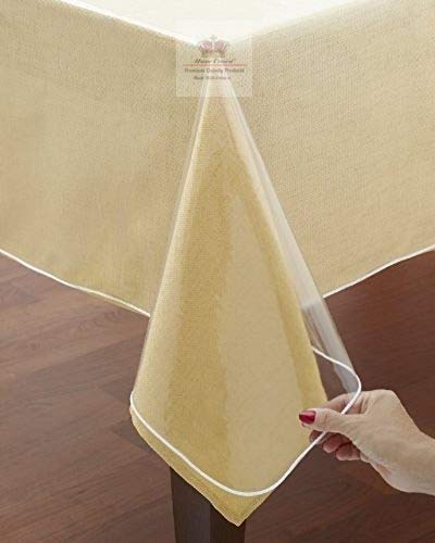 HOMECROWN Dust Proof Waterproof Geometrical Rectangular 6 to 8 Seater PVC Clear Dining Table Cover 60 x 90 Inch TransparentPolyvinyl Chloride Pack of 1 - Image 3