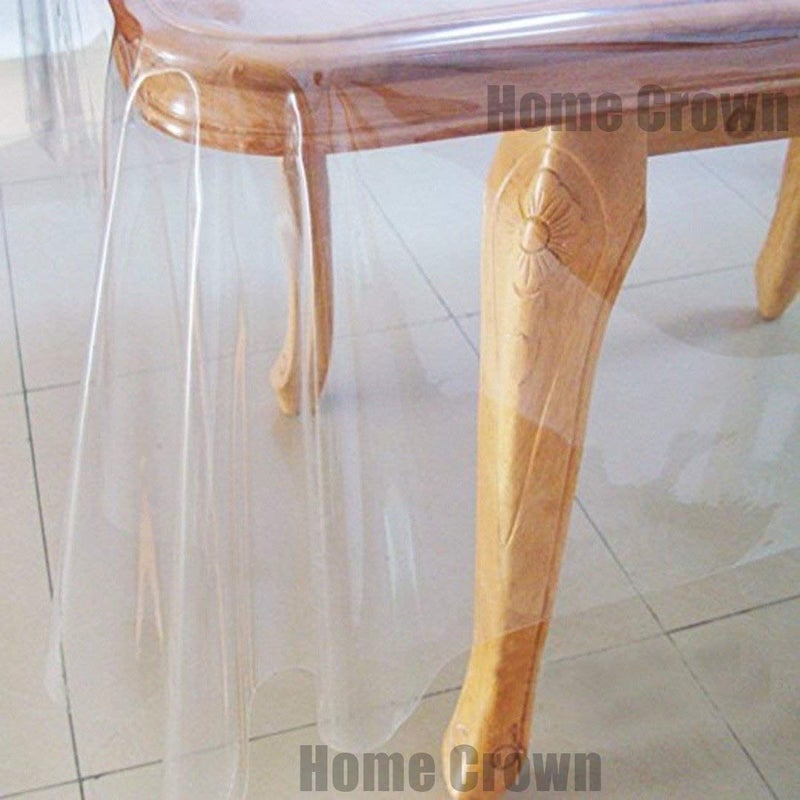 HOMECROWN Dust Proof Waterproof Geometrical Rectangular 6 to 8 Seater PVC Clear Dining Table Cover 60 x 90 Inch TransparentPolyvinyl Chloride Pack of 1 - Image 5