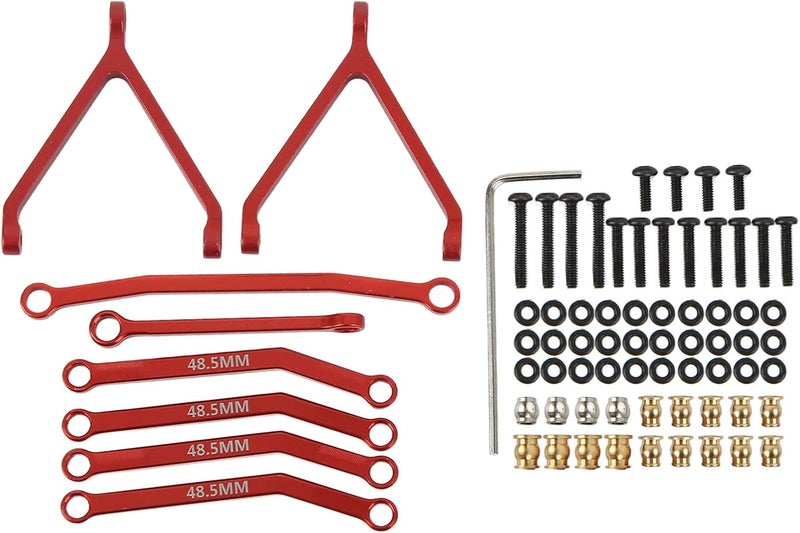 klarako High Clearance Chassis Links Set, 1: 24 Scale Aluminum Alloy RC Suspension Links Rod Linkage Kit RC Rod Linkage Kit RC Upgrades Parts Accessories for FMS FCX24 1/24 RC Crawler Car(Red) - Image 1