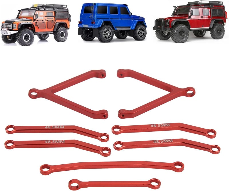 klarako High Clearance Chassis Links Set, 1: 24 Scale Aluminum Alloy RC Suspension Links Rod Linkage Kit RC Rod Linkage Kit RC Upgrades Parts Accessories for FMS FCX24 1/24 RC Crawler Car(Red) - Image 2