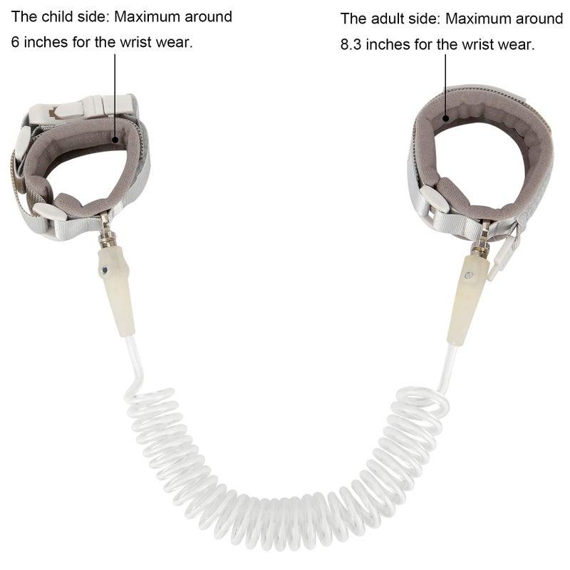 Blisstime Toddler Leash, Kid Leash Anti Lost Wrist Link with Key Lock Upgraded Baby Leash with Safety Wristband Rope for Babies Toddlers Child Kids (8.2ft/2.5m, Light Gray) - Image 3