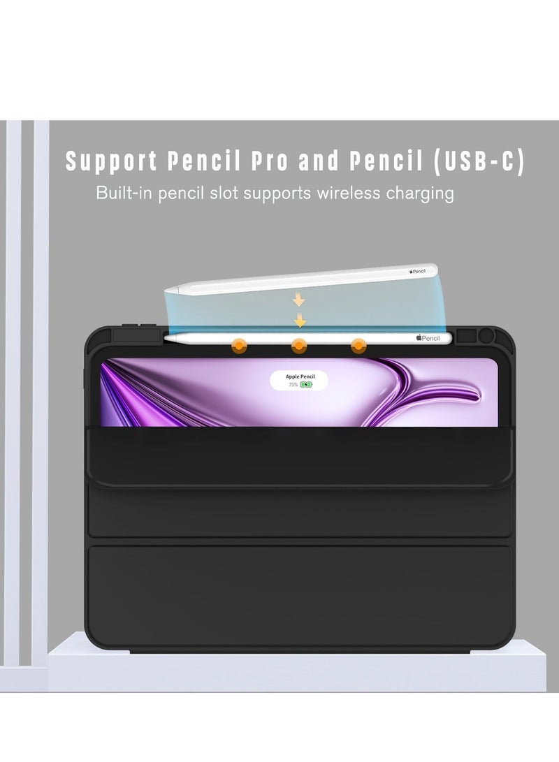 MIGOFAST New iPad Air 13 Inch Case M2 2024 with Pencil Holder, Smart iPad Case [Support Pencil Pro and Pencil(USB-C)], Support Touch ID and Auto Wake/Sleep (Black) - Image 2