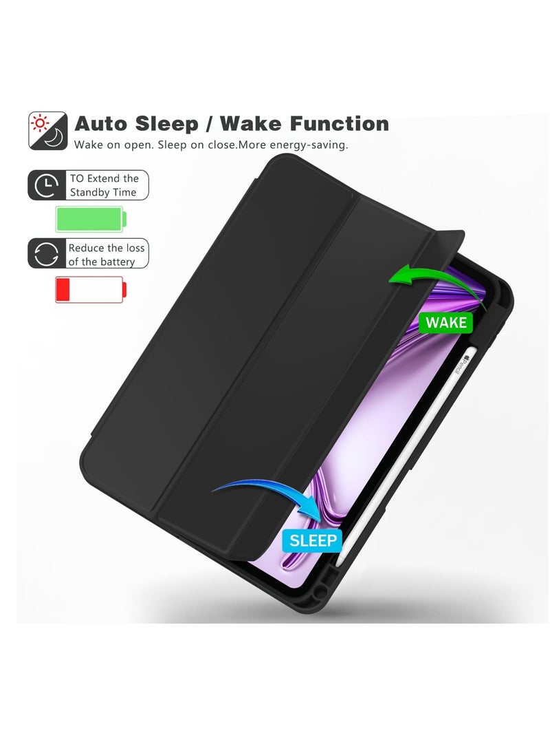 MIGOFAST New iPad Air 13 Inch Case M2 2024 with Pencil Holder, Smart iPad Case [Support Pencil Pro and Pencil(USB-C)], Support Touch ID and Auto Wake/Sleep (Black) - Image 4
