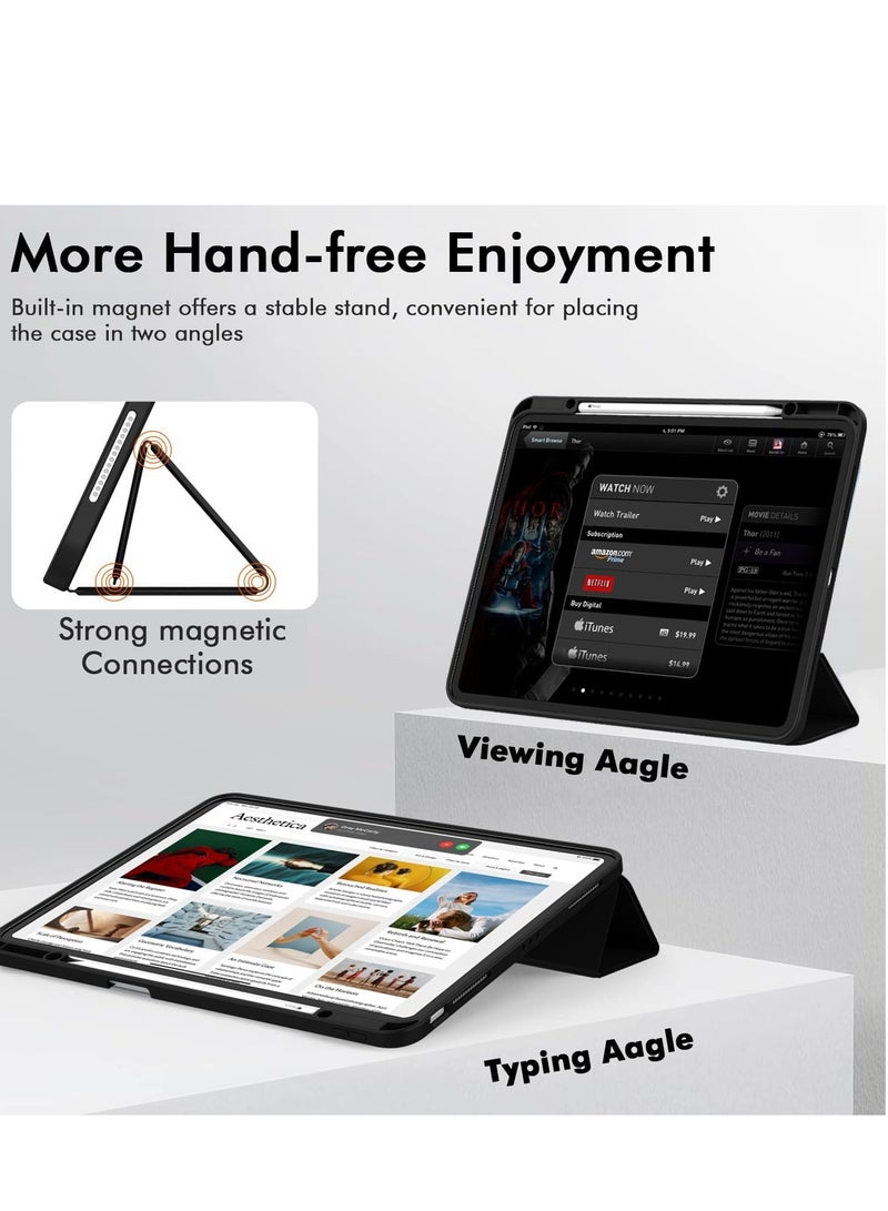 MIGOFAST New iPad Air 13 Inch Case M2 2024 with Pencil Holder, Smart iPad Case [Support Pencil Pro and Pencil(USB-C)], Support Touch ID and Auto Wake/Sleep (Black) - Image 3
