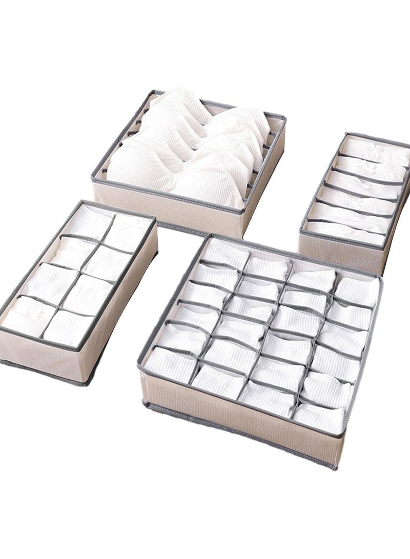 GGOOT Clothes Drawer Organizer, Breathable Mesh PVC Bra Organizer, Underwear Organizer 4 Storage Boxes Bedroom Cabinet for Underwear, Socks, Scarves, Shirts - Image 1