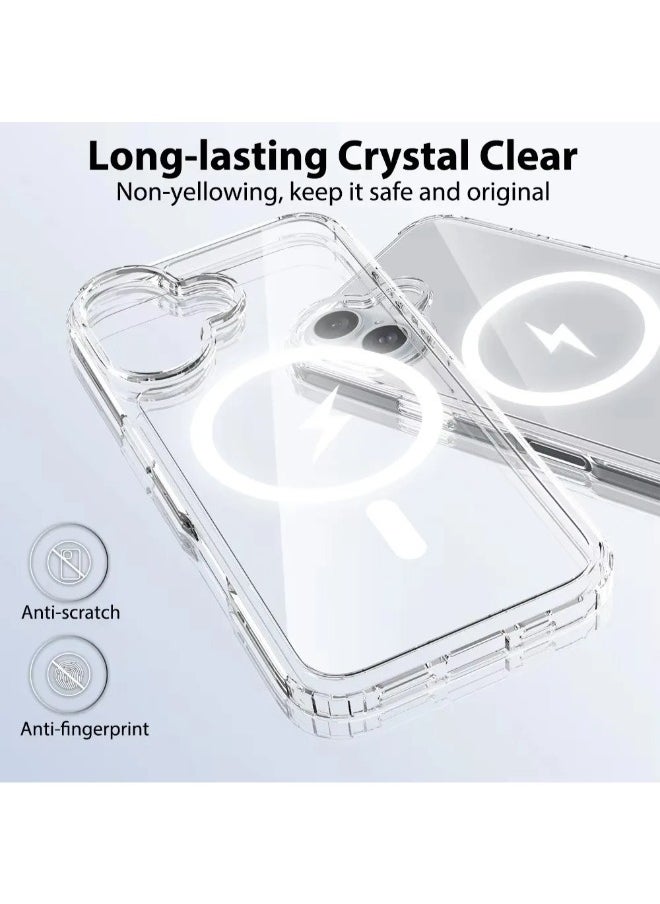 Generic - iPhone 16 Plus Magnetic Case, Compatible with MagSafe Wireless Charging, Anti-Scratch Bumper Cover (Clear), TPU - PC - Image 1