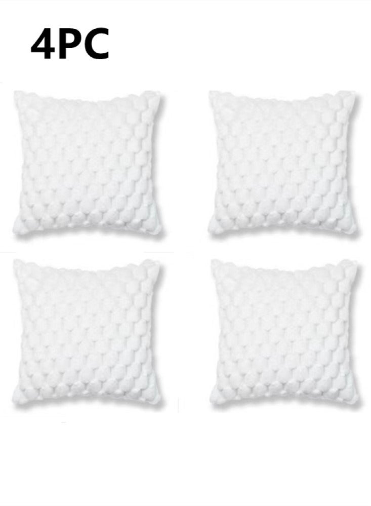 Kutis 4-Piece Plush Pillow Cover Throw Pillowcase Sofa Pillow Cover White 45x45 Centimeter  - Image 1