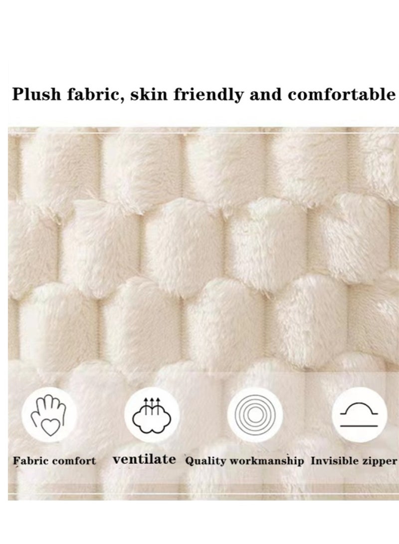 Kutis 4-Piece Plush Pillow Cover Throw Pillowcase Sofa Pillow Cover White 45x45 Centimeter  - Image 4