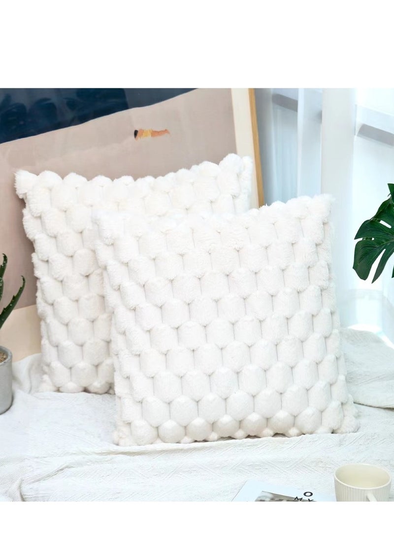 Kutis 4-Piece Plush Pillow Cover Throw Pillowcase Sofa Pillow Cover White 45x45 Centimeter  - Image 2