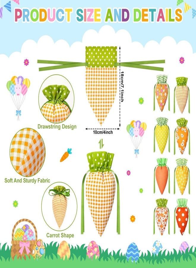 AUGSUN Easter Treat Bag, 24 Pcs Easter Goodie Bags 4 x 7.1 Inch Burlap Drawstring Carrot Shaped Treat Bag for Candy Basket Stuffers Egg Hunt Party Supplies - Image 2
