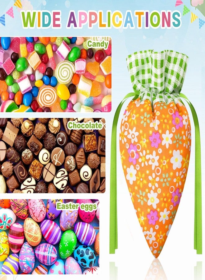 AUGSUN Easter Treat Bag, 24 Pcs Easter Goodie Bags 4 x 7.1 Inch Burlap Drawstring Carrot Shaped Treat Bag for Candy Basket Stuffers Egg Hunt Party Supplies - Image 3