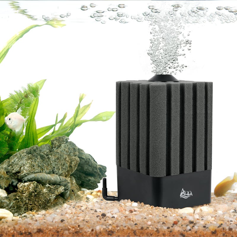 AQQA Aquarium Sponge Filter Submersible Fish Tank Filter Ultra Quiet Aeration Bio Sponge Corner Filter for Breeding Fry Betta Shrimp Fish Tank (Small for 5-20 Gallon) - Image 1