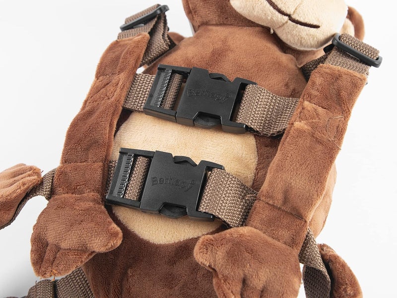 Berhapy 2 in 1 New Monkey Toddler Safety Harness Backpack Children's Walking Leash Strap（Brown） - Image 3