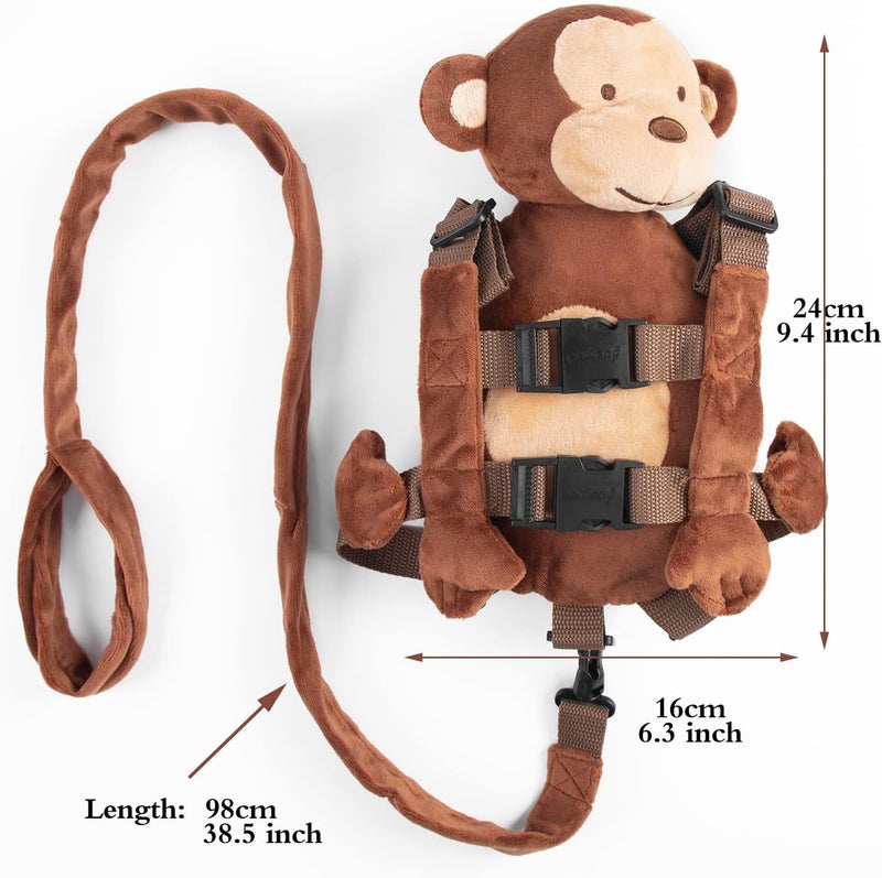 Berhapy 2 in 1 New Monkey Toddler Safety Harness Backpack Children's Walking Leash Strap（Brown） - Image 4