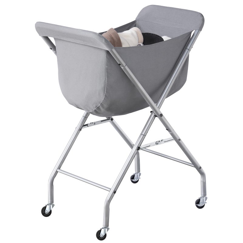 ELYKEN Laundry Cart with Wheels 32H Easy Rolling Laundry Hamper with Removable Liner Bag Sturdy Metal Frame Clothes Basket with 4 Casters and 2 Brakes