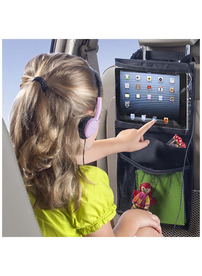 منظم الكمبيوتر اللوحي للمقعد الخلفي للسيارة أسود - Image 1