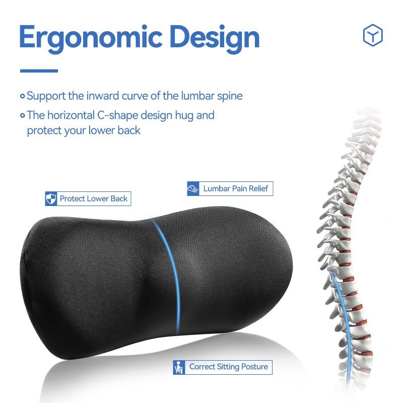 SHAKERINO Lumbar Support Pillow for Car with Dual-Gripâ„¢ Stability System | Advanced Adaptive Memory Foam Back Pillow for Lower Back Pain Relief, Ergonomic Driving Seat & Office Chair Cushion, Black - Image 2