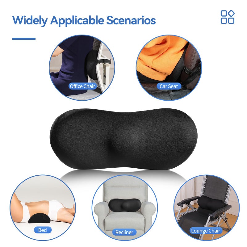 SHAKERINO Lumbar Support Pillow for Car with Dual-Gripâ„¢ Stability System | Advanced Adaptive Memory Foam Back Pillow for Lower Back Pain Relief, Ergonomic Driving Seat & Office Chair Cushion, Black - Image 5