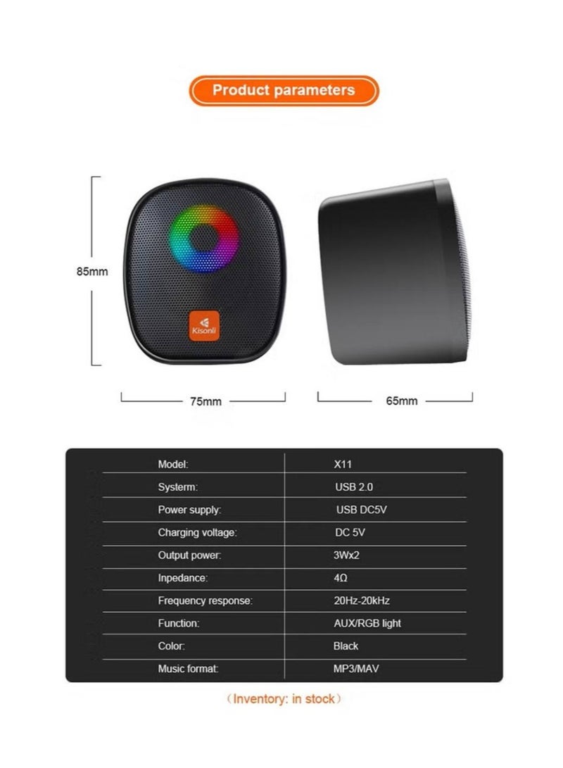 Kisonli Kisonli Multimedia Mini LED RGB Speaker - Multicolor - Image 3