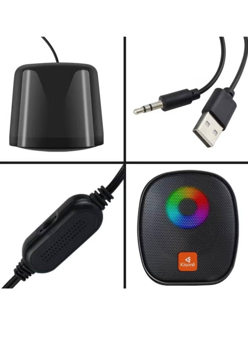 Kisonli Kisonli Multimedia Mini LED RGB Speaker - Multicolor - Image 4