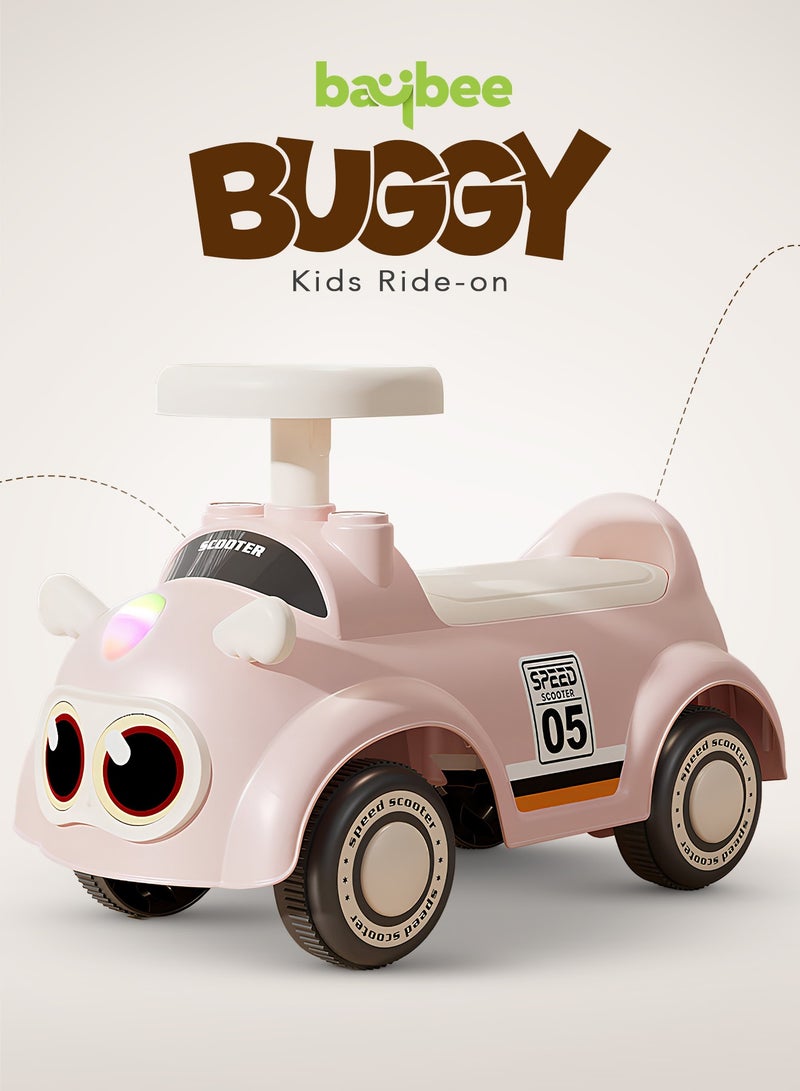 بيبي سيارة دفع للأطفال، سيارة دفع للأطفال الصغار مزودة بأضواء وموسيقى ومساحة تخزين | سيارة دفع للأطفال | سيارة دفع للأطفال الصغار من سنة إلى ثلاث سنوات، لون وردي - Image 3