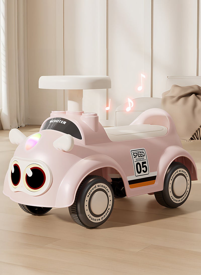 بيبي سيارة دفع للأطفال، سيارة دفع للأطفال الصغار مزودة بأضواء وموسيقى ومساحة تخزين | سيارة دفع للأطفال | سيارة دفع للأطفال الصغار من سنة إلى ثلاث سنوات، لون وردي - Image 1