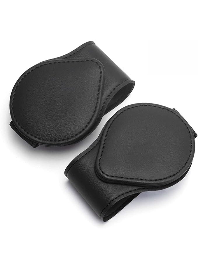 2 Packs Car Glasses Holder Universal Car Visor Sunglasses Holder Clip Leather Eyeglasses Hanger and Ticket Card Clip Eyeglasses Mount for Car (Black)