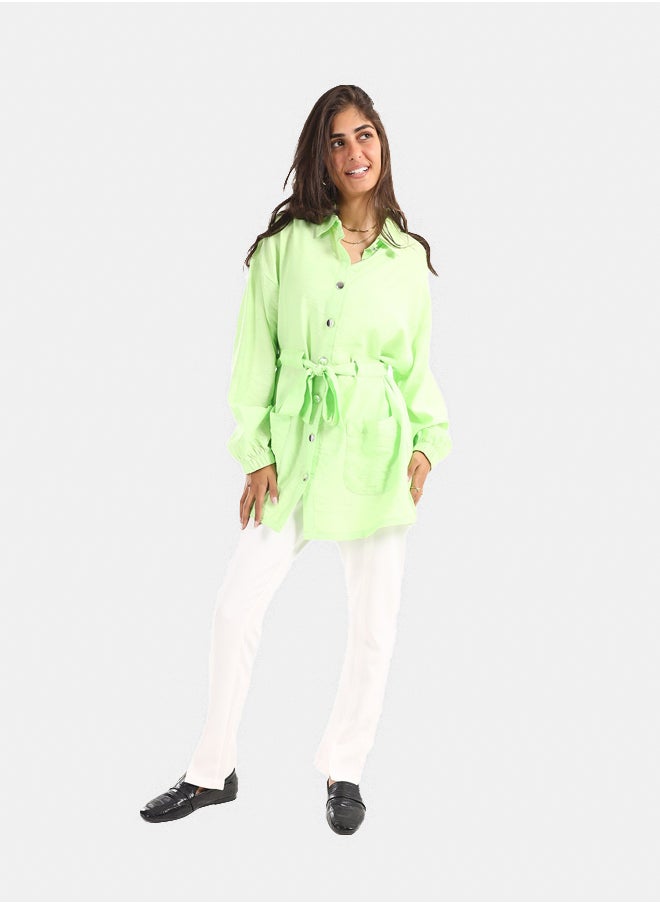 Clue Satin Dropped Shoulder Shirt  - Image 1