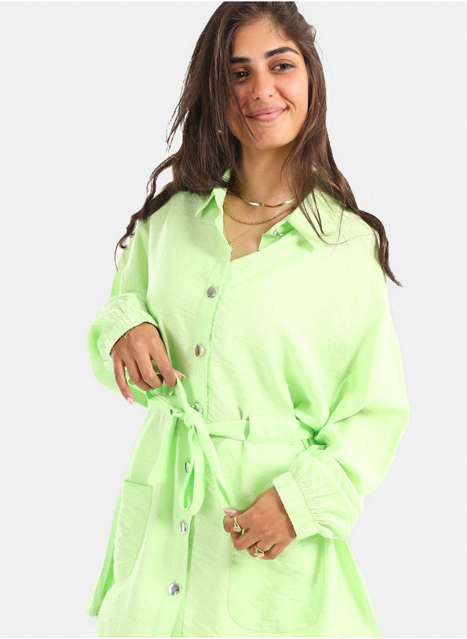 Clue Satin Dropped Shoulder Shirt  - Image 3