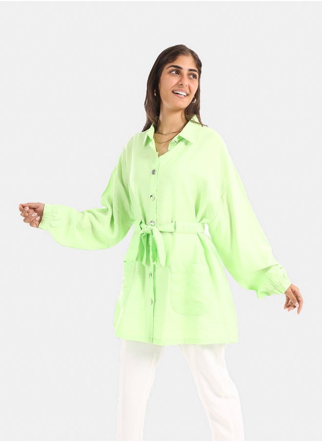 Clue Satin Dropped Shoulder Shirt  - Image 2