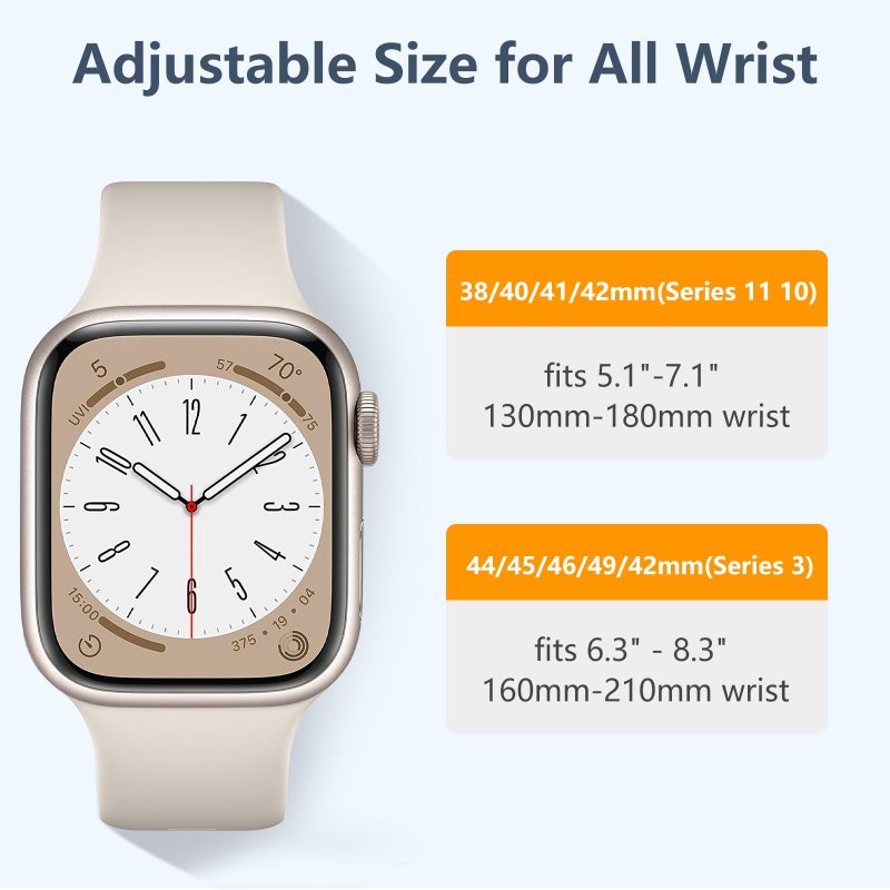DaQin 8 Pack Sport Bands Compatible with Apple Watch Band 40mm 41mm 42mm 44mm 45mm 46mm 49mm 38mm for Women Men, Soft Silicone Waterproof Strap for iWatch Series 11 10 9 8 7 6 5 4 3 2 1 SE Ultra - Image 3