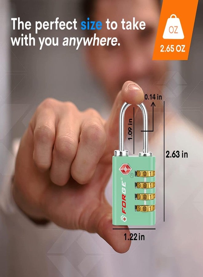 فورج أقفال فورج ذات أربعة أرقام معتمدة من إدارة أمن النقل الأمريكية (TSA) للأمتعة والسفر والنادي الرياضي والمدرسة والحقائب وحقائب الظهر وحقائب بليكان. قفل من الفولاذ المقاوم للصدأ، وأرقام سهلة القراءة. (أخضر، عبوة من قطعتين) - Image 5