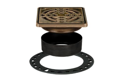 Schluter Kerdi-Drain Classic Shower Grate Kit with Integrated Slope Bonding Flange - Ideal for Tile Showers - 4" Grate Size, Square, Oil-Rubbed Bronze Grate Finish - KD4GRKEOB - Image 1
