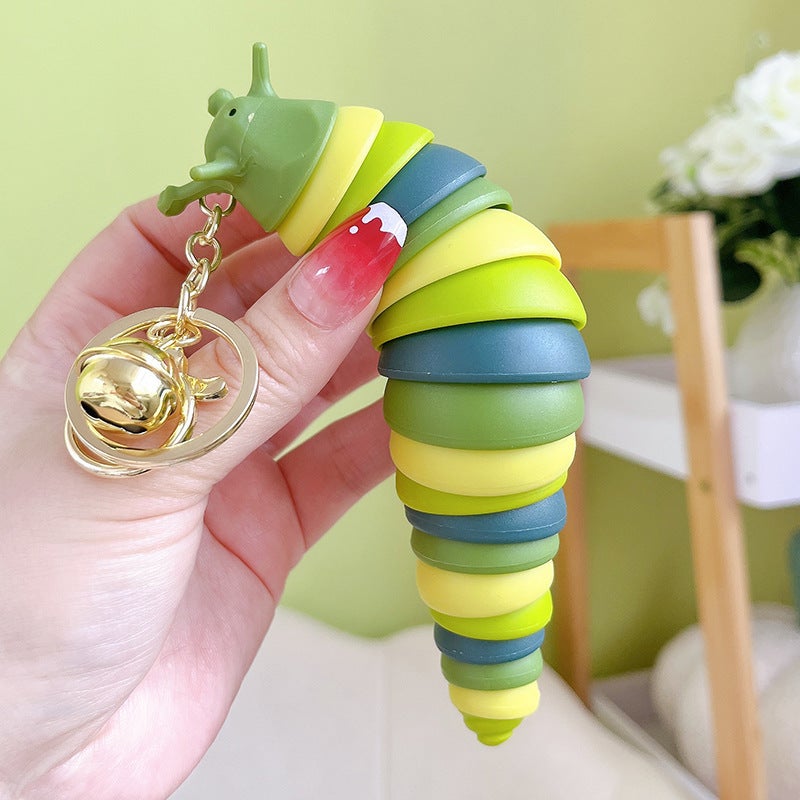 Fun Caterpillar Keychain with Bowtie Charm Green