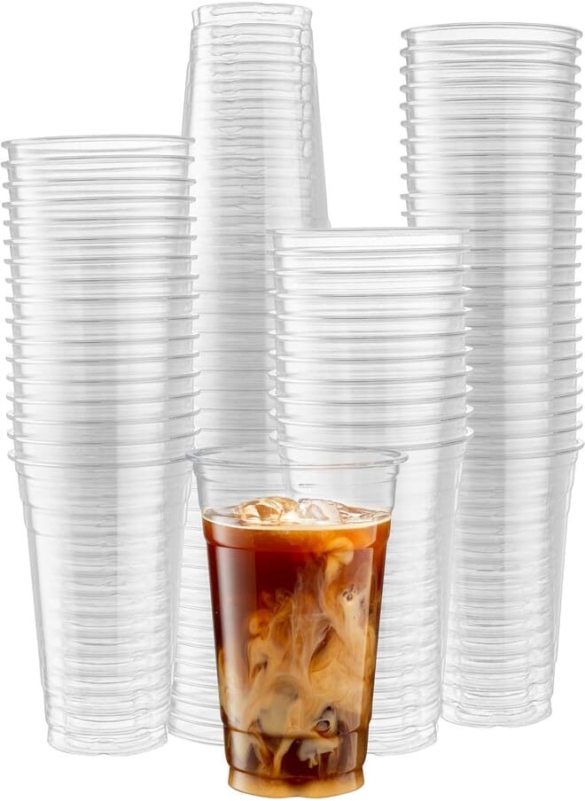 Generic ELEGANT DISPOSABLES [100 Count] 16 Ounce Crystal Clear PET Cups for Iced Coffee, Cold Drinks, Slush, Smoothy's, Slurpee, Party's, Plastic Disposable Cups 