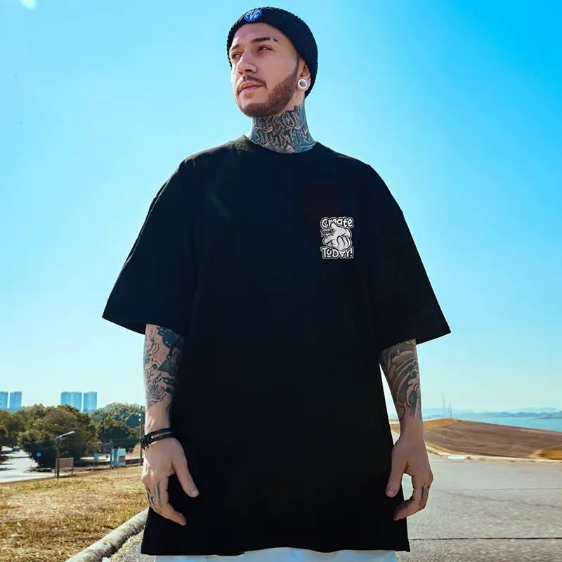 American Style Short Sleeve Men's Hip Hop Fashionable Loose oversize Large Size Fat Man Summer 2023 Half Sleeve T-shirt - Image 5