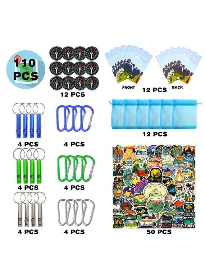 BANBALLON 110PCS Camping Happy Birthday Party Favors Gift Bag Kits with Camp Compass, Hiking Whistles Keychain Carabiner, Camping Stickers Decorations for Outdoor Camper Nature Adventure Exploration Supplies - Image 3