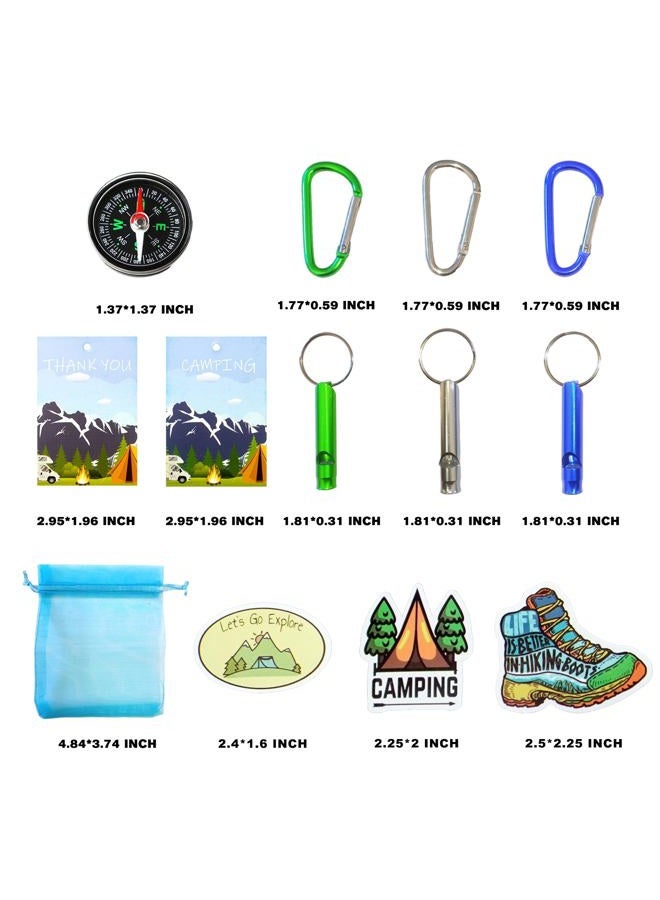 BANBALLON 110PCS Camping Happy Birthday Party Favors Gift Bag Kits with Camp Compass, Hiking Whistles Keychain Carabiner, Camping Stickers Decorations for Outdoor Camper Nature Adventure Exploration Supplies - Image 2